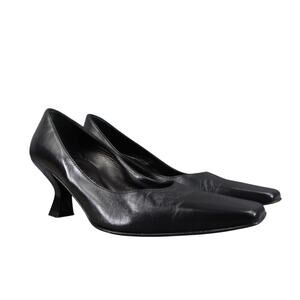 Charles David Shoes Womens 6 Pump Heels Leather Black Spool Square Toe Fashion